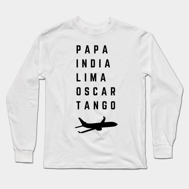 Pilot Phonetic Alphabet Aviation Long Sleeve T-Shirt by Wise Designs